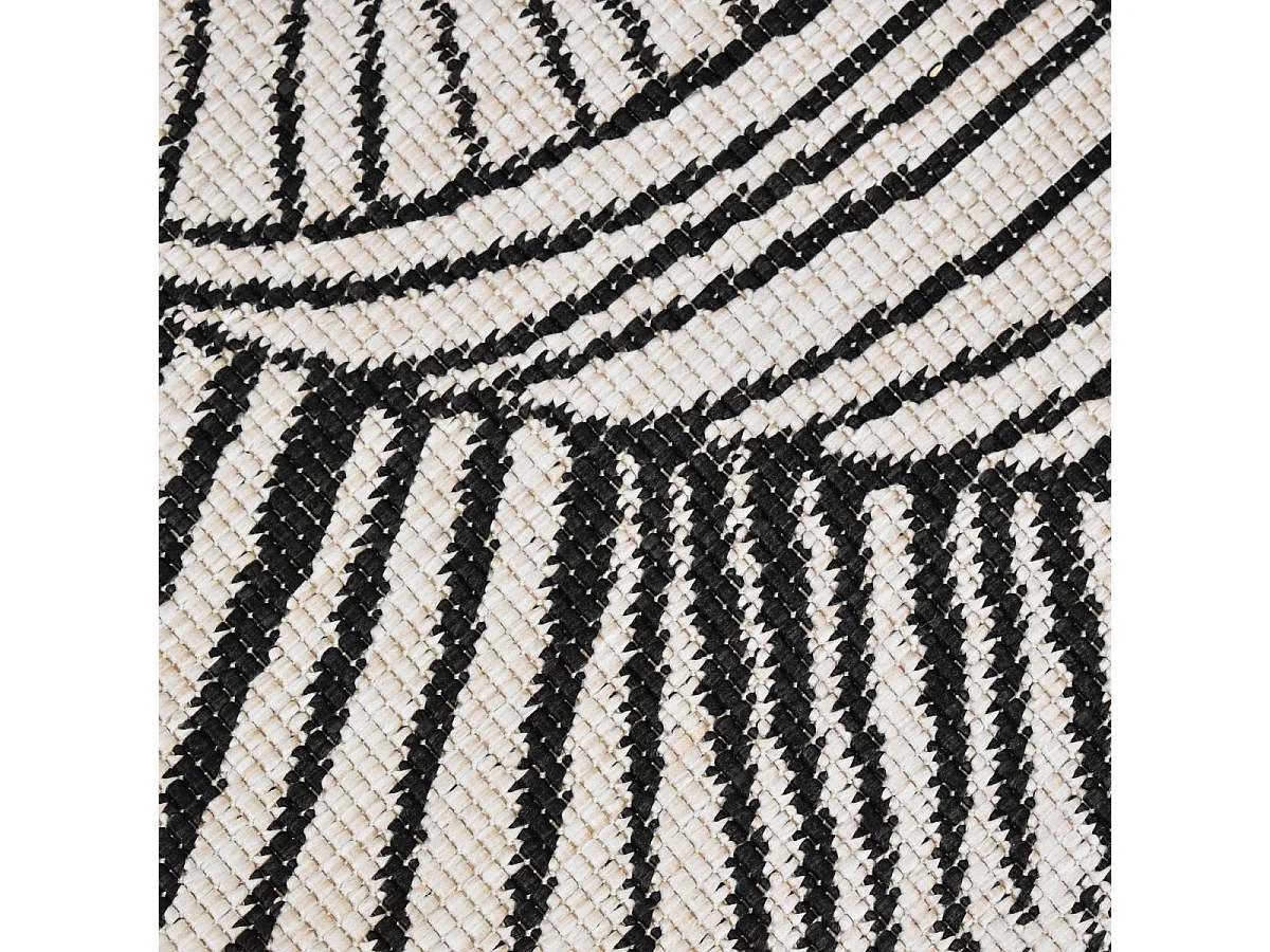 Tapis rond d'extérieur, kilim reversible Ø160cm LYN2 B ROND REVERSIBLE noir et crème