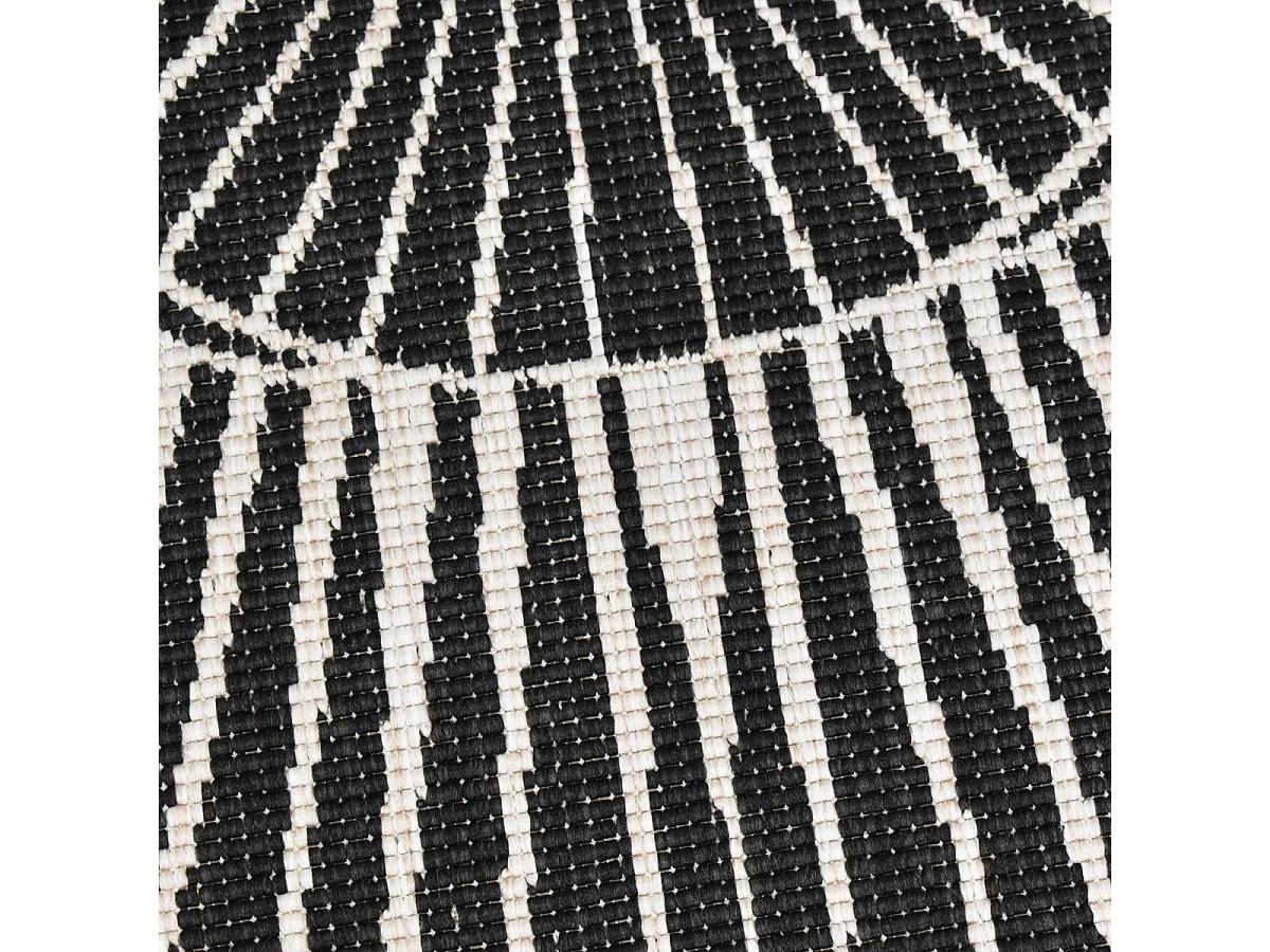 Tapis rond d'extérieur, kilim reversible Ø160cm LYN2 B ROND REVERSIBLE noir et crème