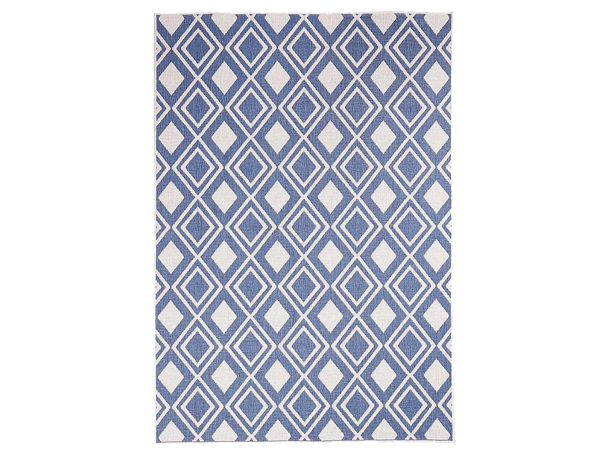 Tapis extérieur, kilim reversible 80x150 LYN2 Y REVERSIBLE bleu et crème