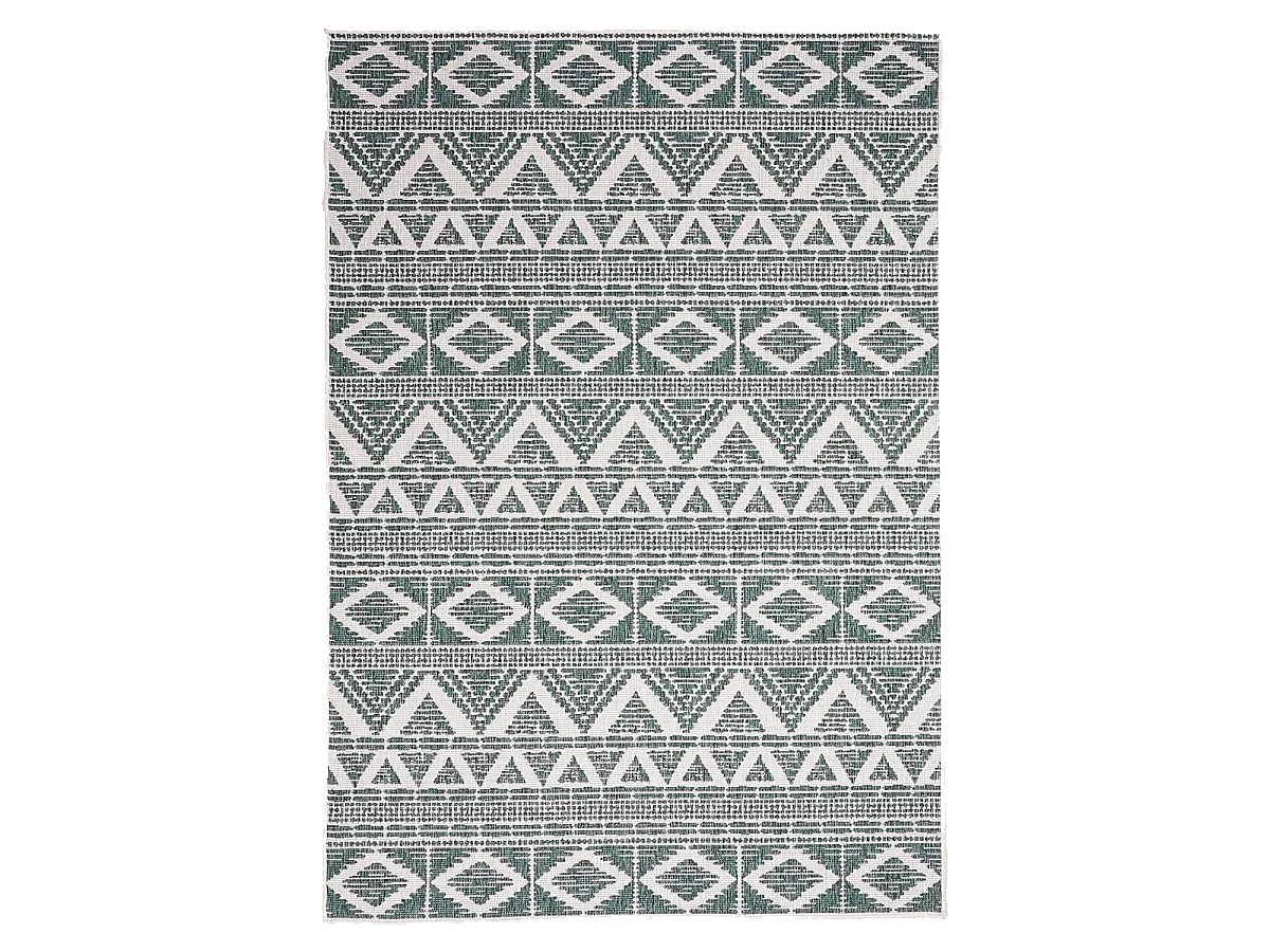 Tapis extérieur, kilim reversible 120x170 LYN2 BG REVERSIBLE vert et crème
