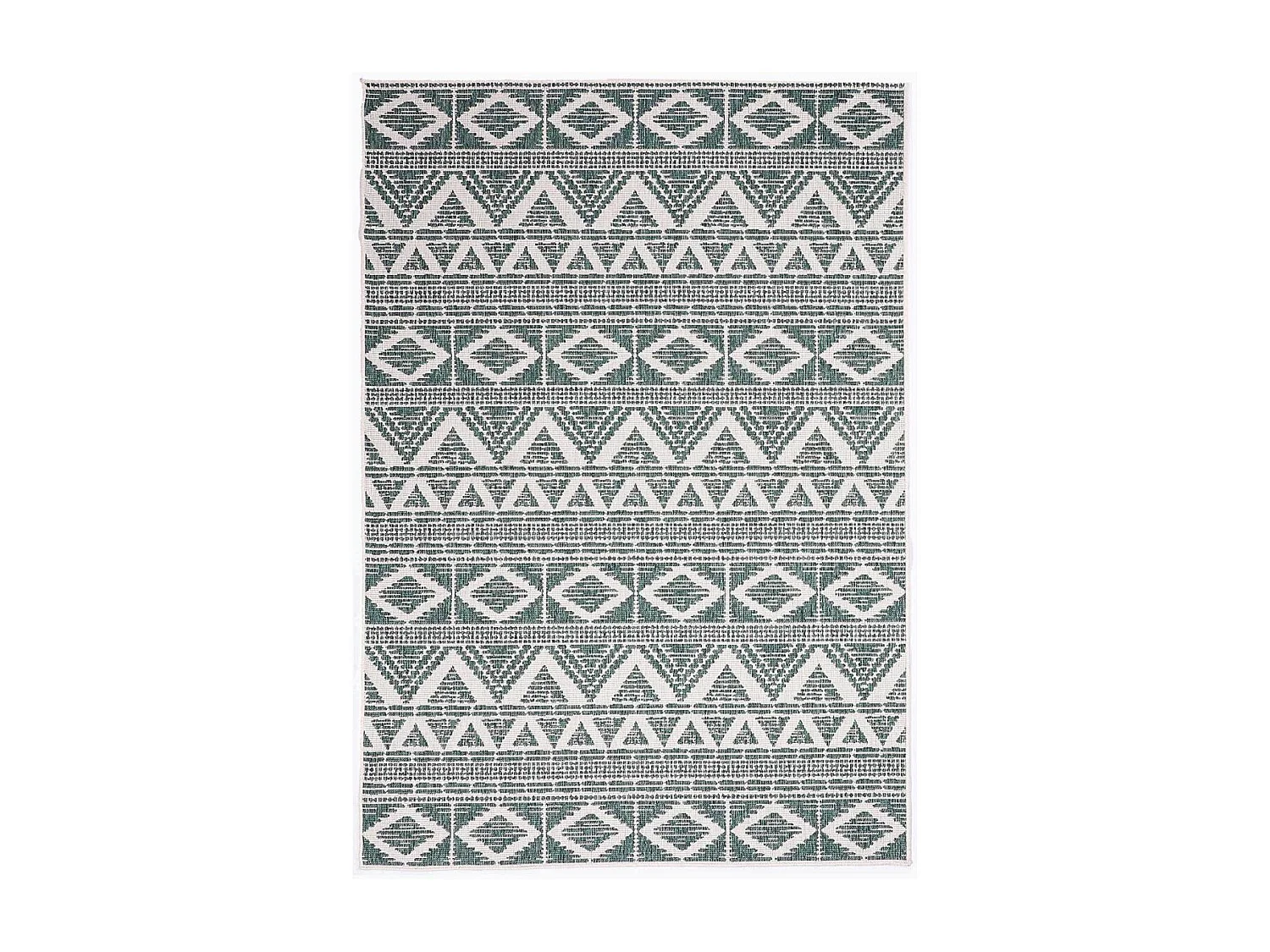 Tapis extérieur, kilim reversible 120x170 LYN2 BG REVERSIBLE vert et crème