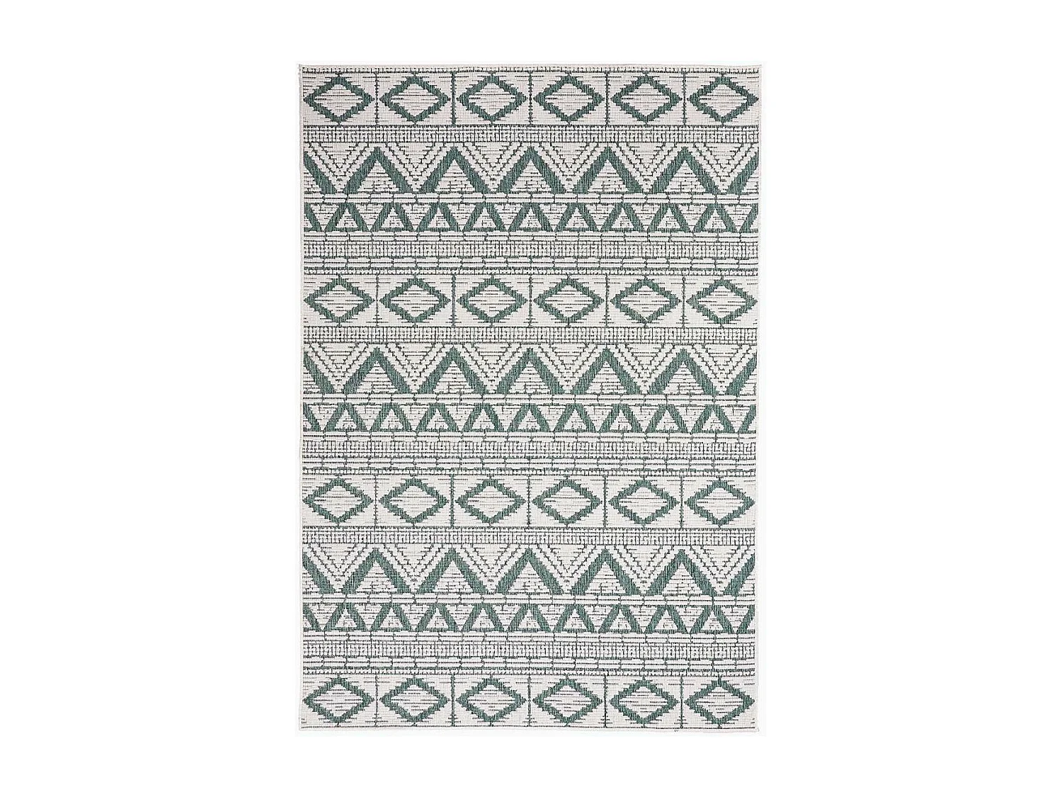 Tapis extérieur, kilim reversible 120x170 LYN2 BG REVERSIBLE vert et crème