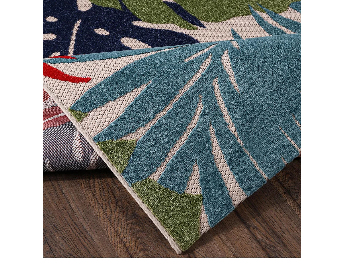 Tappeto da esterno 60x110 tessuto kilim blu e rosso CHIMEKI