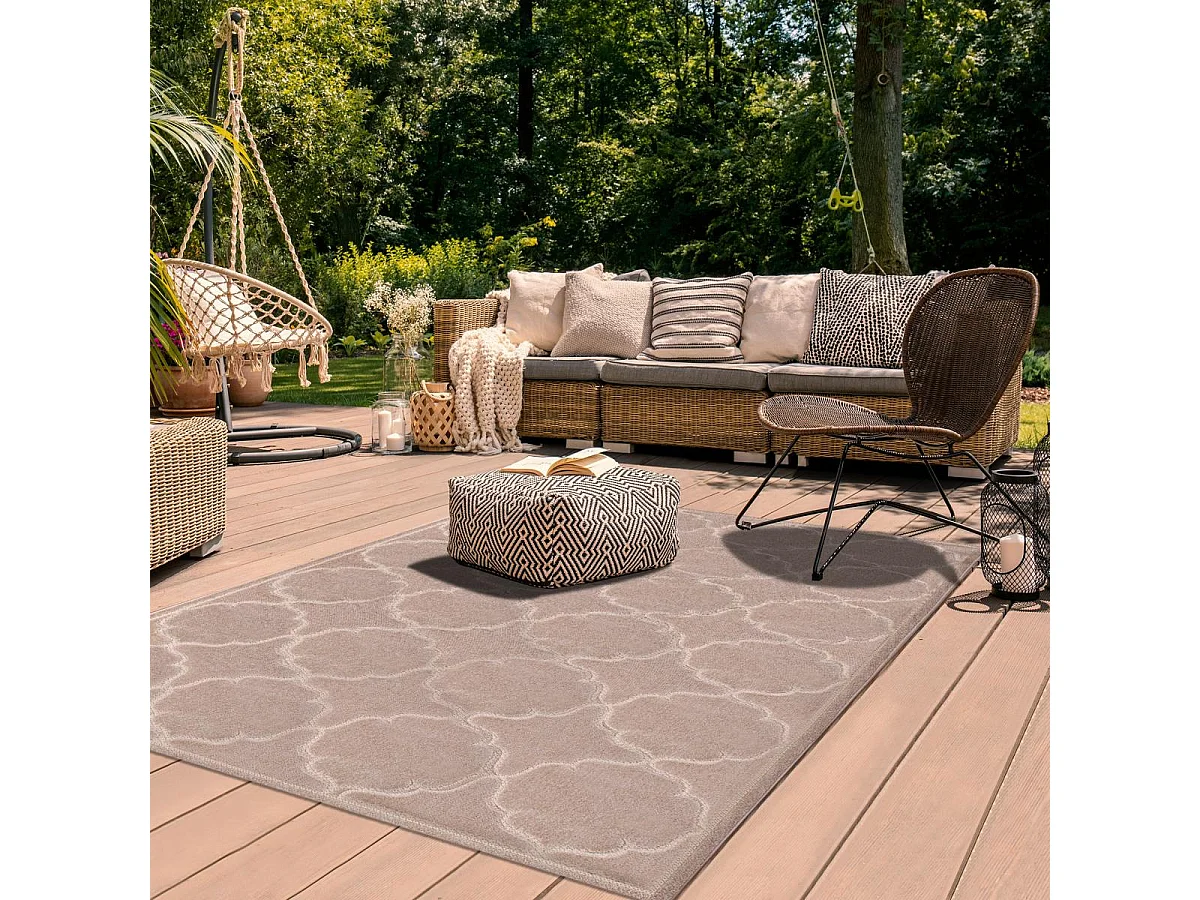 Tappeto da esterno 140x200 tessuto kilim beige KUMA