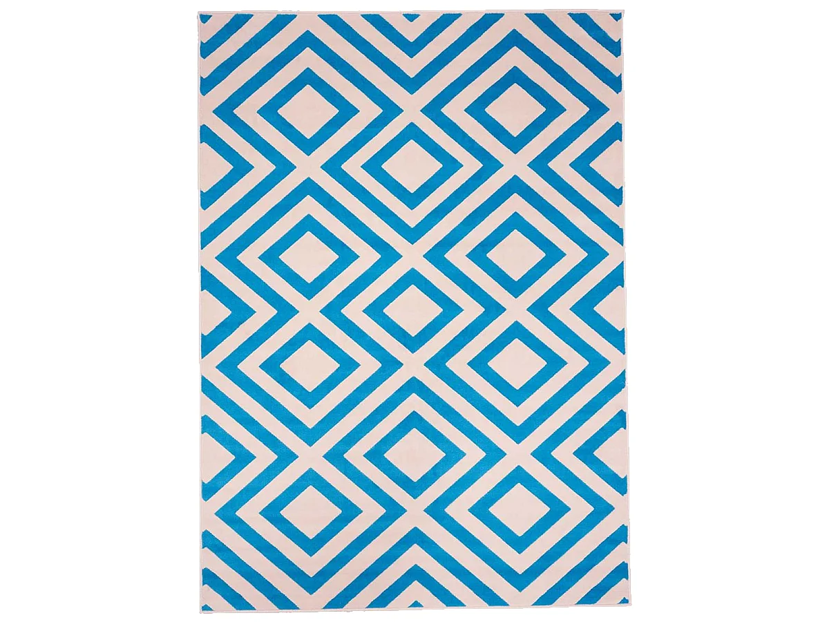 tapis chambre 60x110 tissé bleu rectangle motif géométrique AF2 NICE