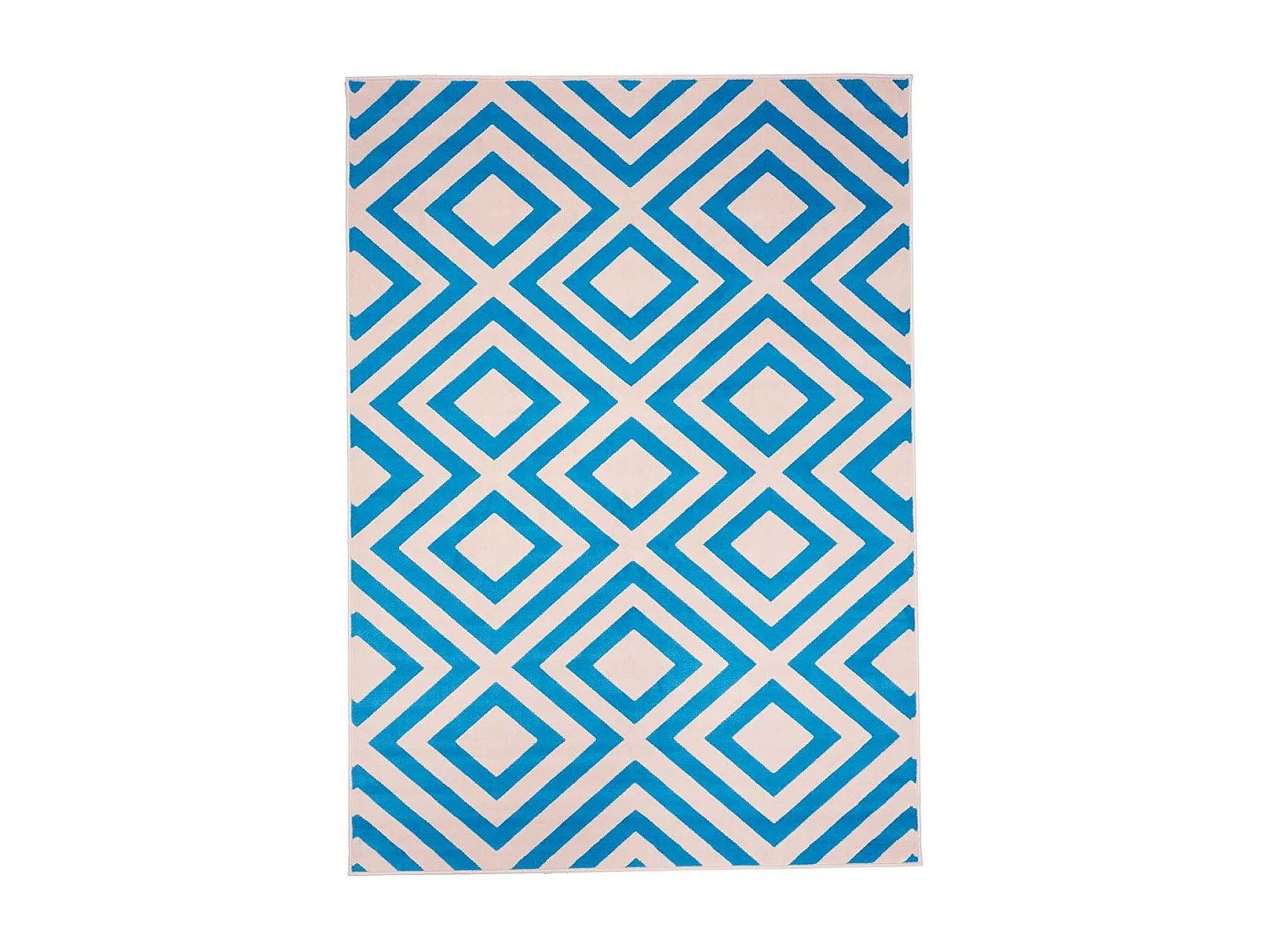 tapis chambre 60x110 tissé bleu rectangle motif géométrique LYN49 NICE