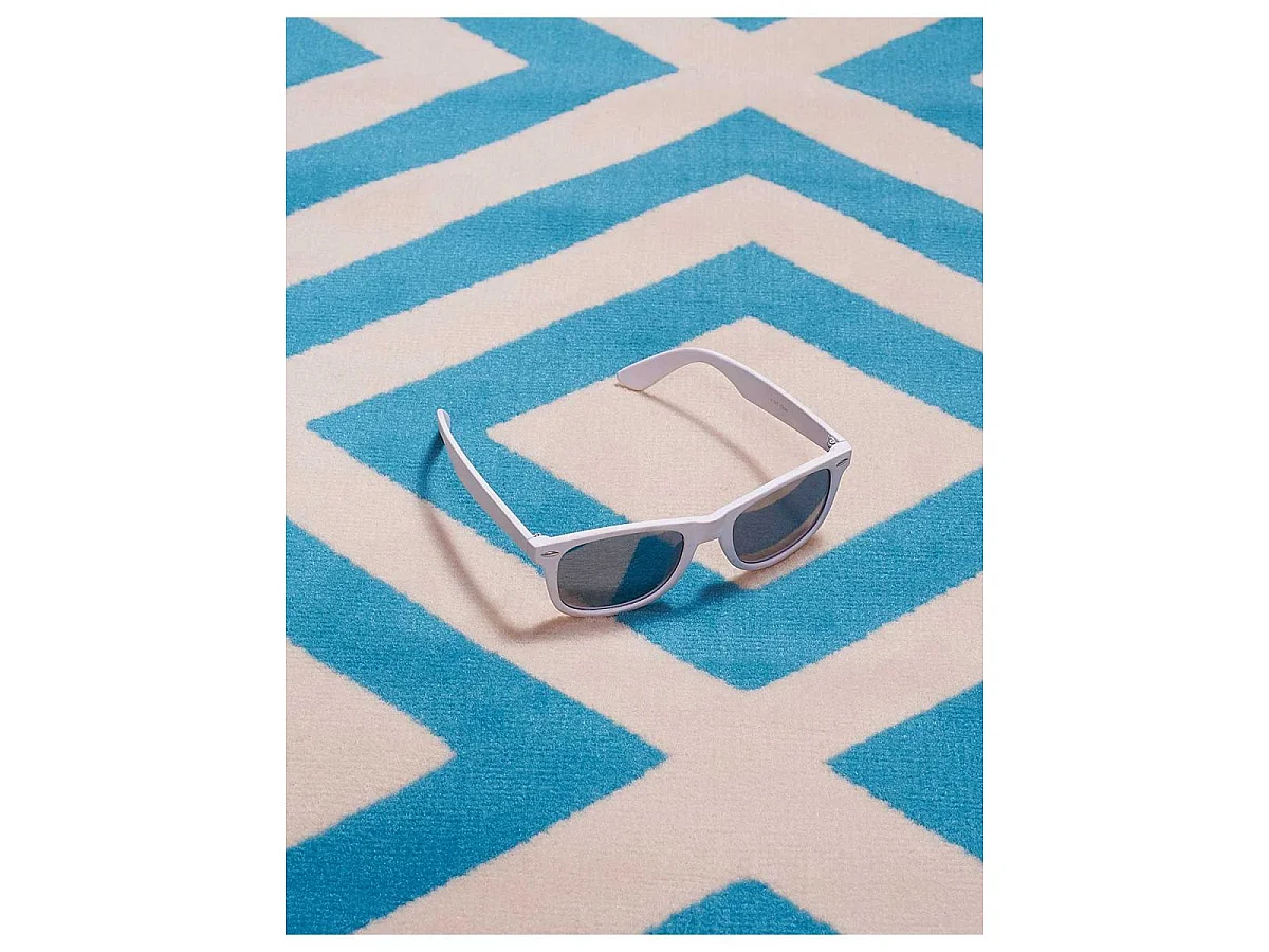 tappeto per camera 60x110 tessuto rettangolare blu disegno geometrico LYN49 NICE