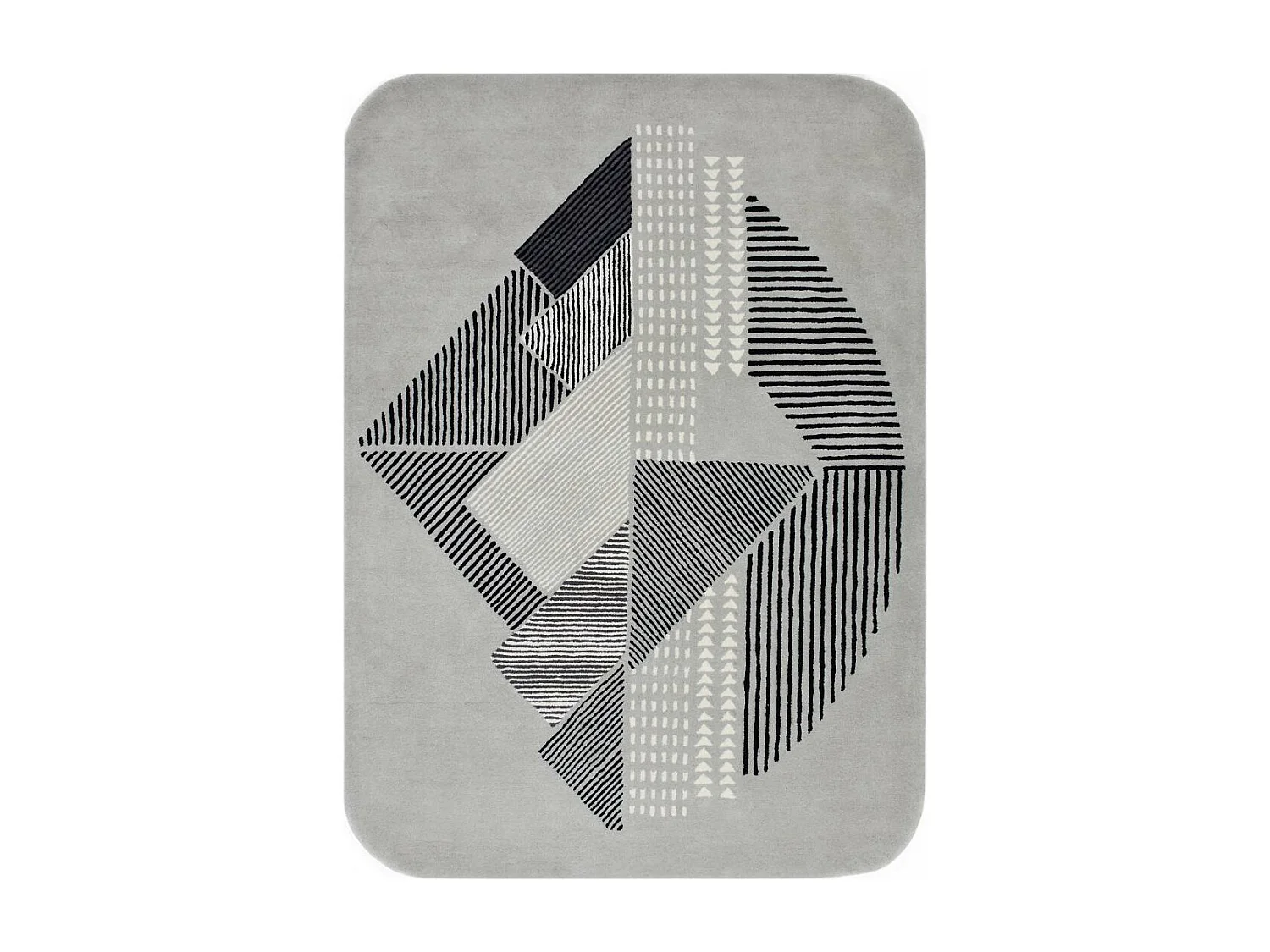 tapis salle à manger 200x290 fait à la main en laine gris et taupe