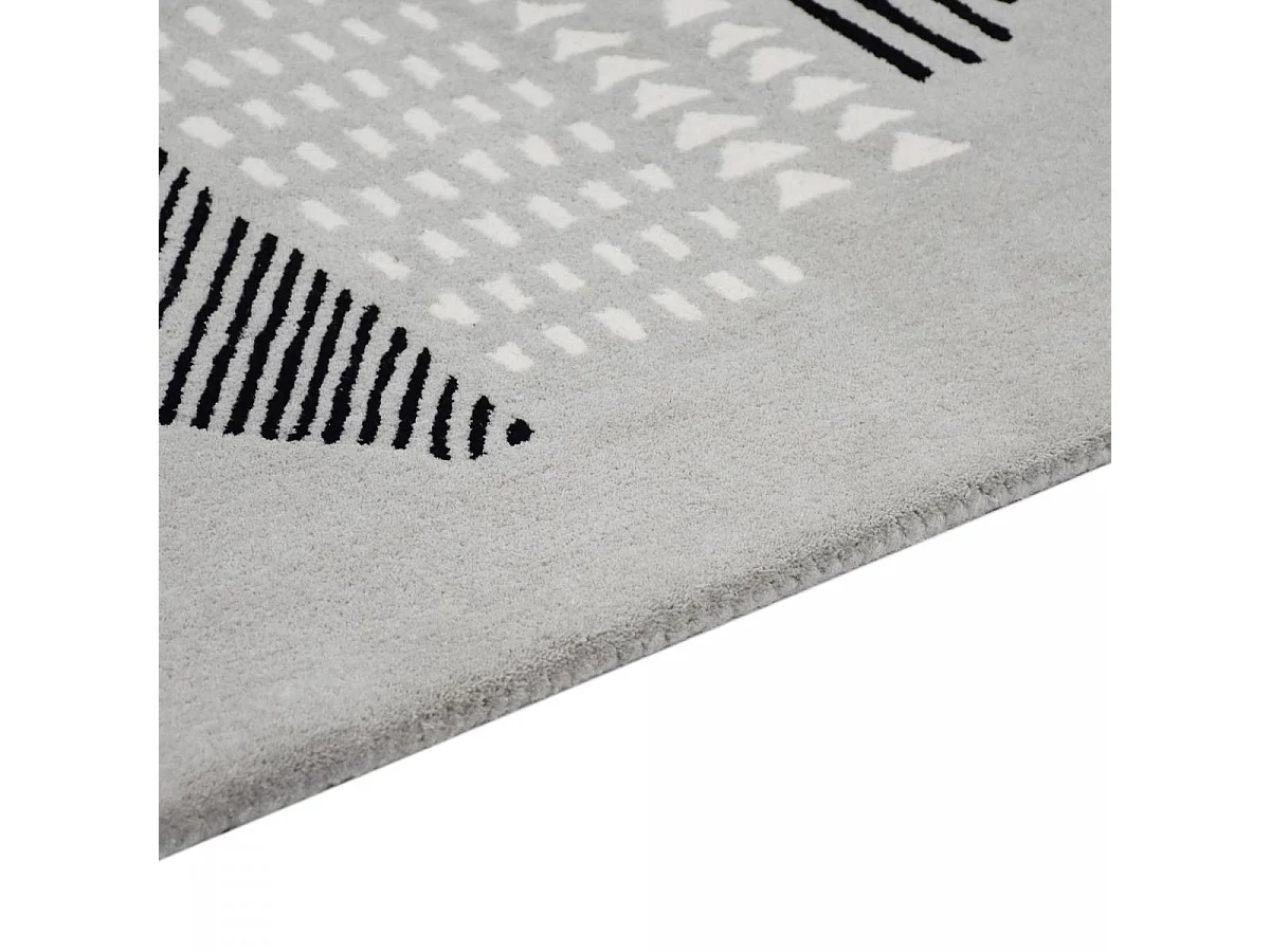 tapis salle à manger 200x290 fait à la main en laine gris et taupe