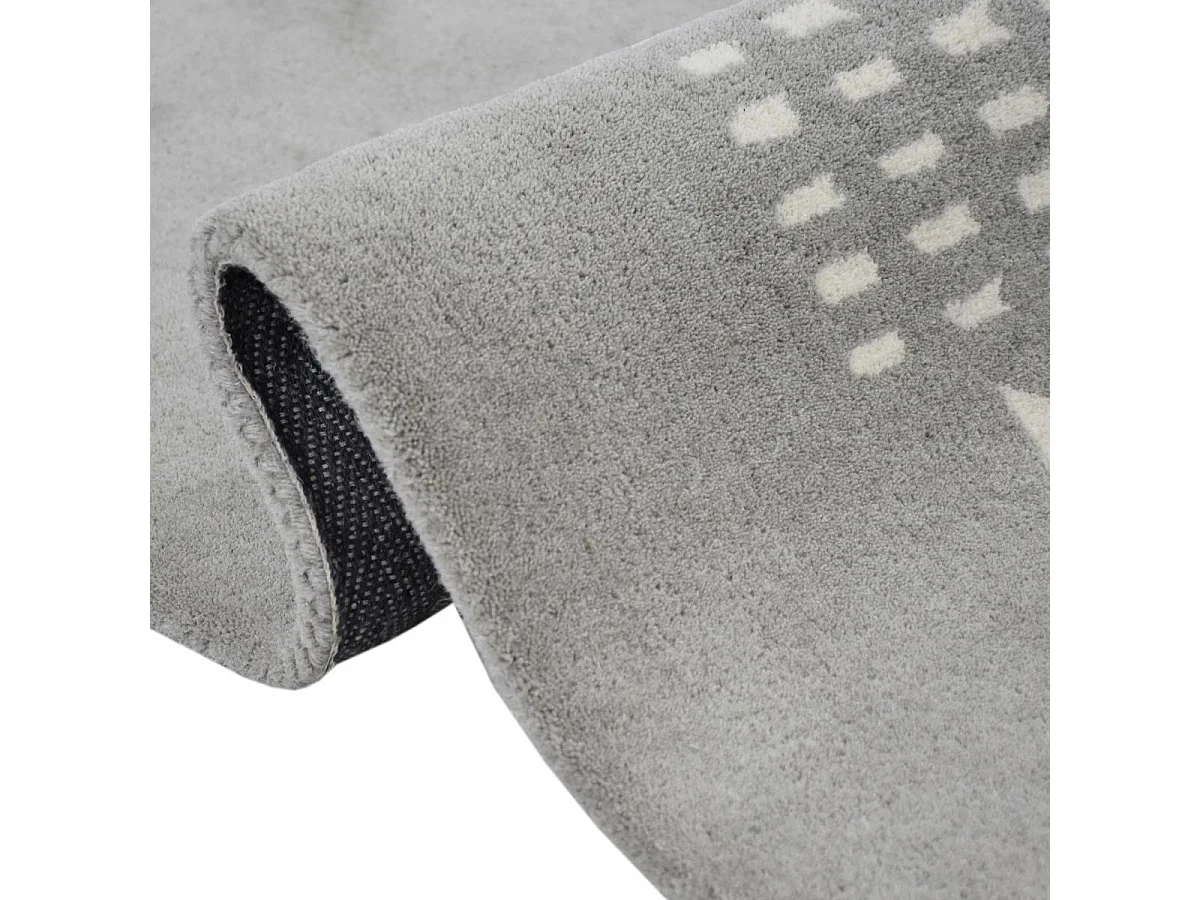 tapis salle à manger 200x290 fait à la main en laine gris et taupe