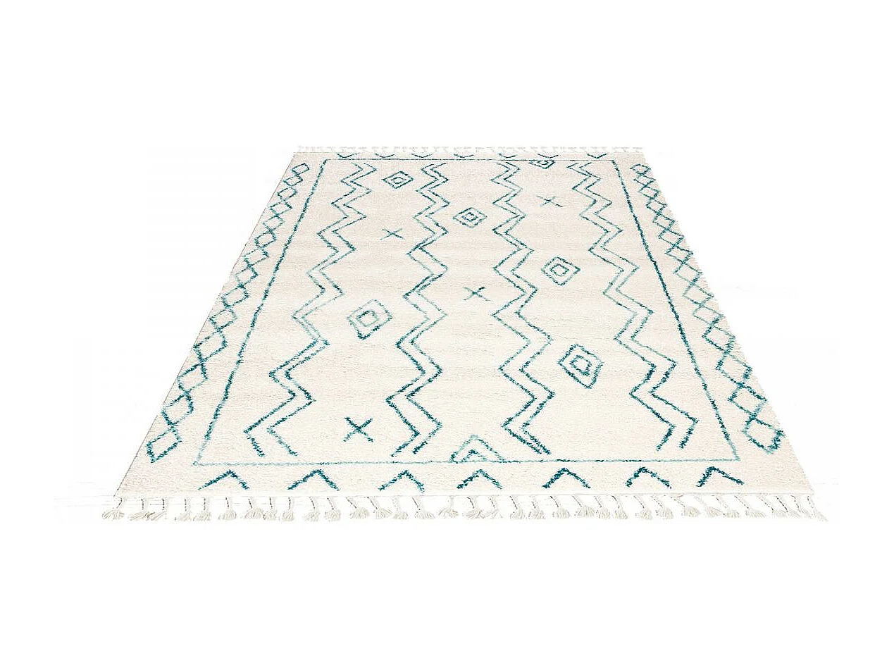 Tapis berbère 120x170 tissé motif ethnic LYN5 MADIDA crème