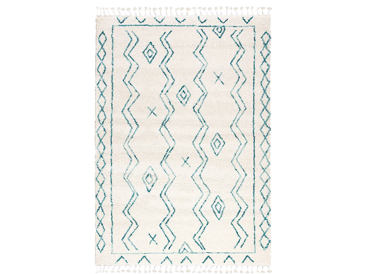 Tapis berbère 120x170 tissé motif ethnic LYN5 MADIDA crème