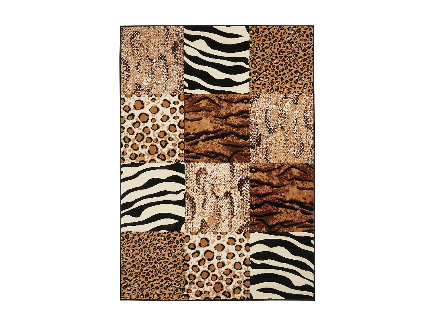 tapis chambre 80x150 tissé beige rectangle motif animaux LYN1 SAVANA