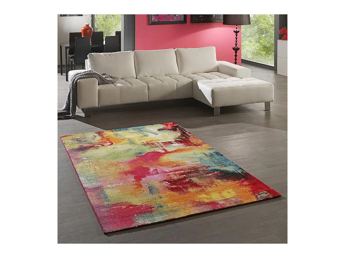 tapis salon 160x230 tissé multicolore rectangle motif géométrique LYN8 BELO 4