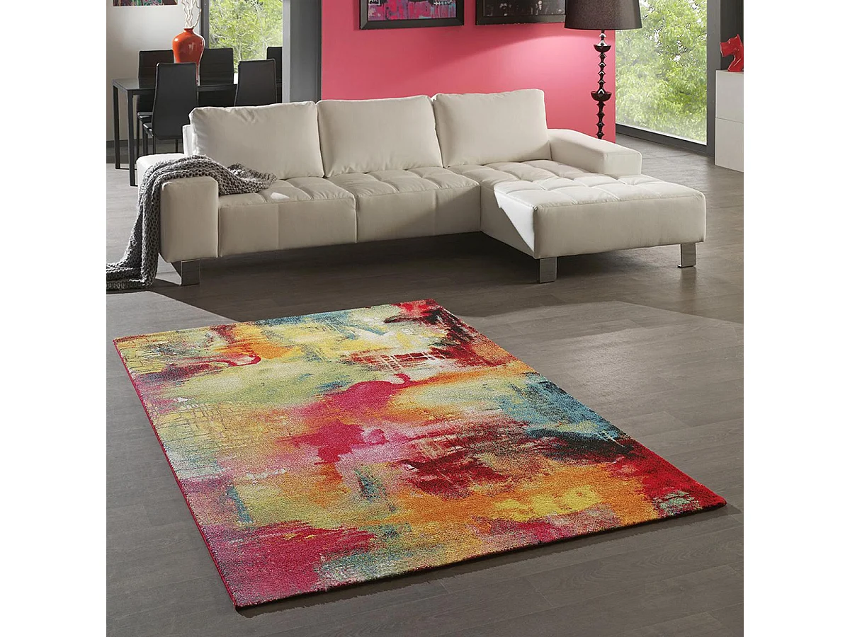 tapis salon 160x230 tissé multicolore rectangle motif géométrique LYN8 BELO 4