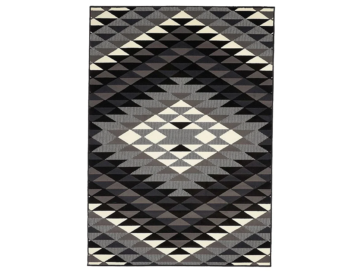 tapis chambre 60x110 tissé noir rectangle motif géométrique LYN49 APACHE