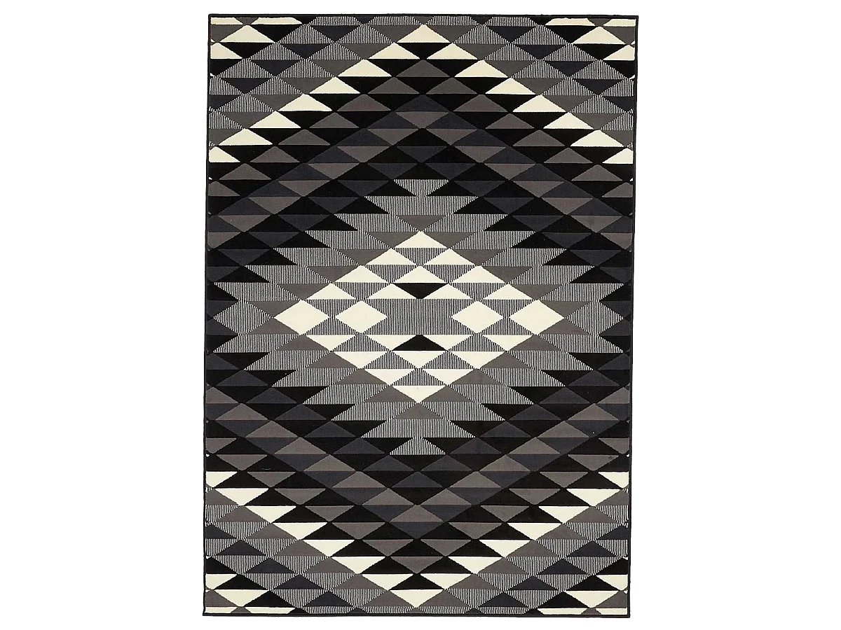 tapis chambre 60x110 tissé noir rectangle motif géométrique LYN49 APACHE