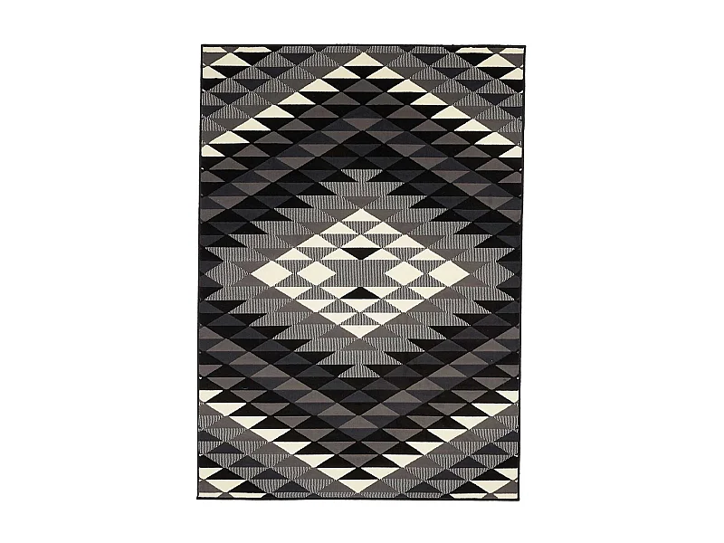 tapis chambre 60x110 tissé noir rectangle motif géométrique LYN49 APACHE