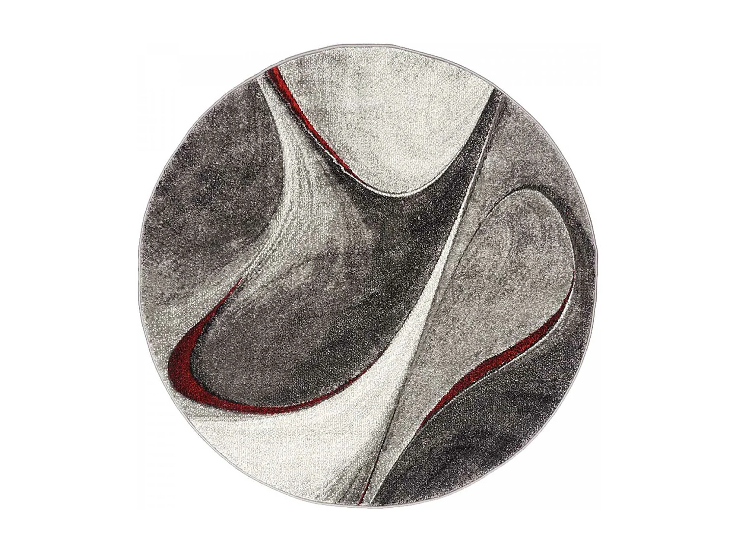 tapis salon Ø200cm tissé rouge et gris rond motif géométrique LYN8 MADILA