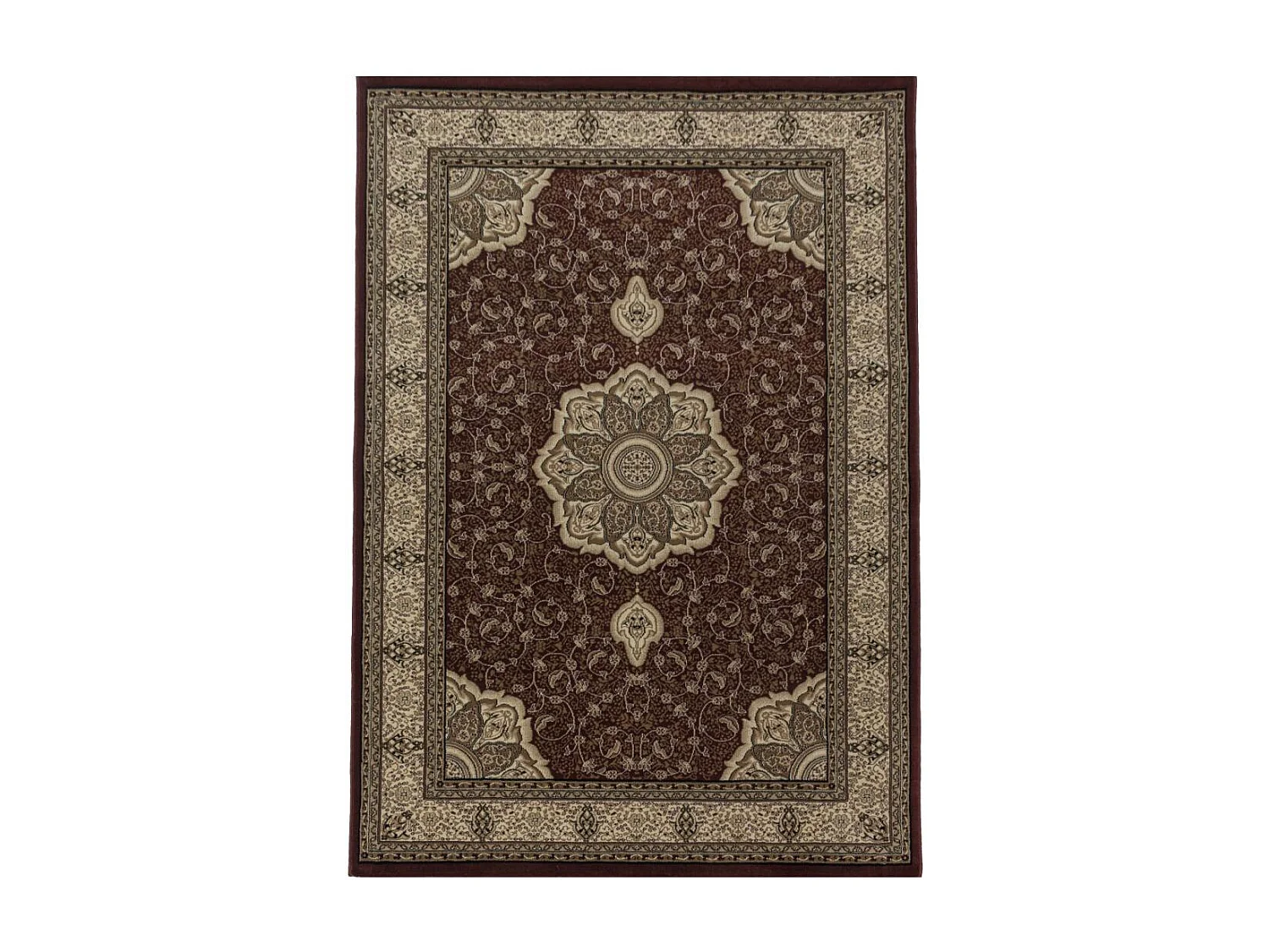 Tapis orient 200x290 rectangle rouge et beige tissé motif traditionnel TIBRICAB