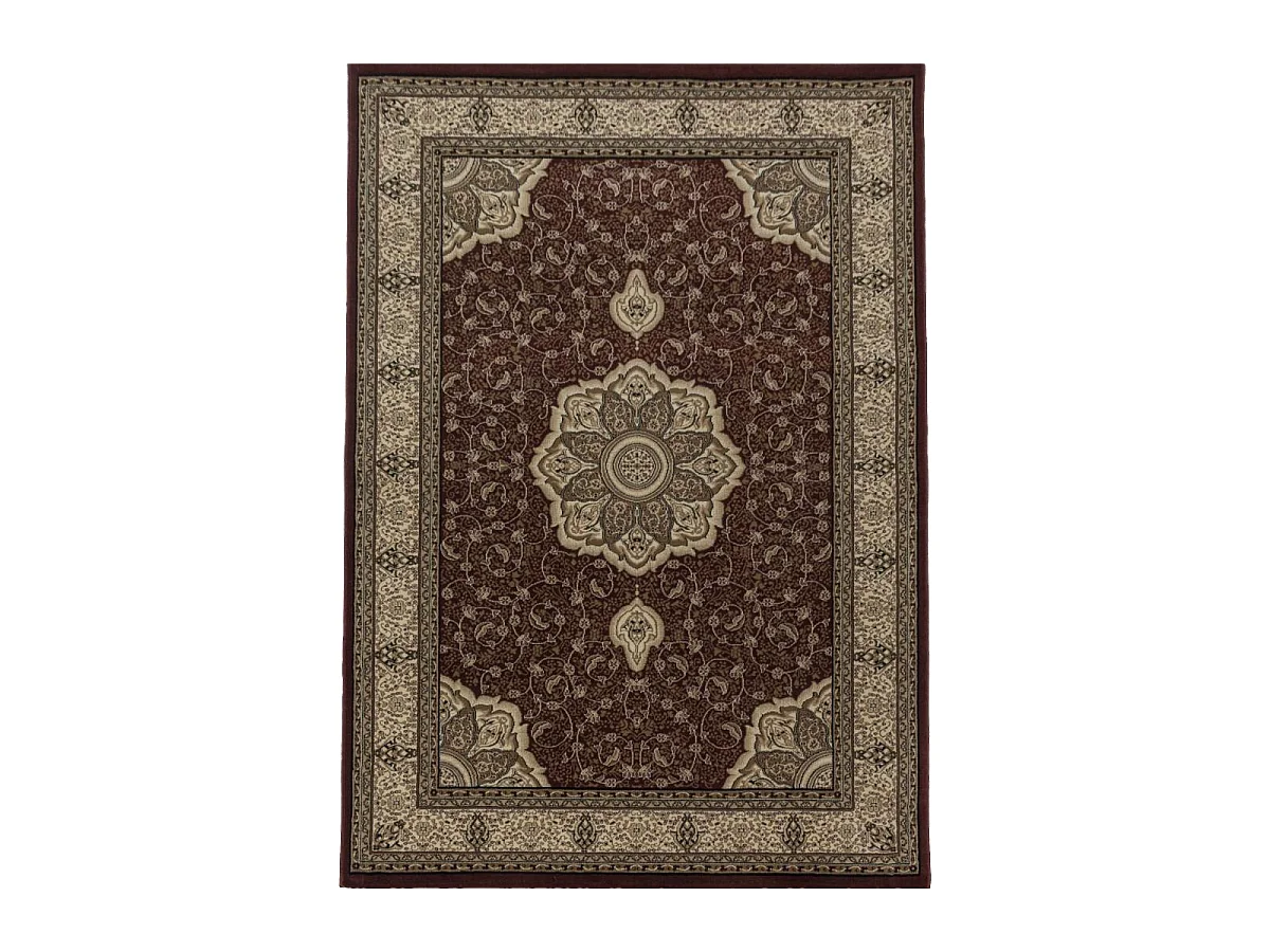 Tapis orient 200x290 rectangle rouge et beige tissé motif traditionnel TIBRICAB