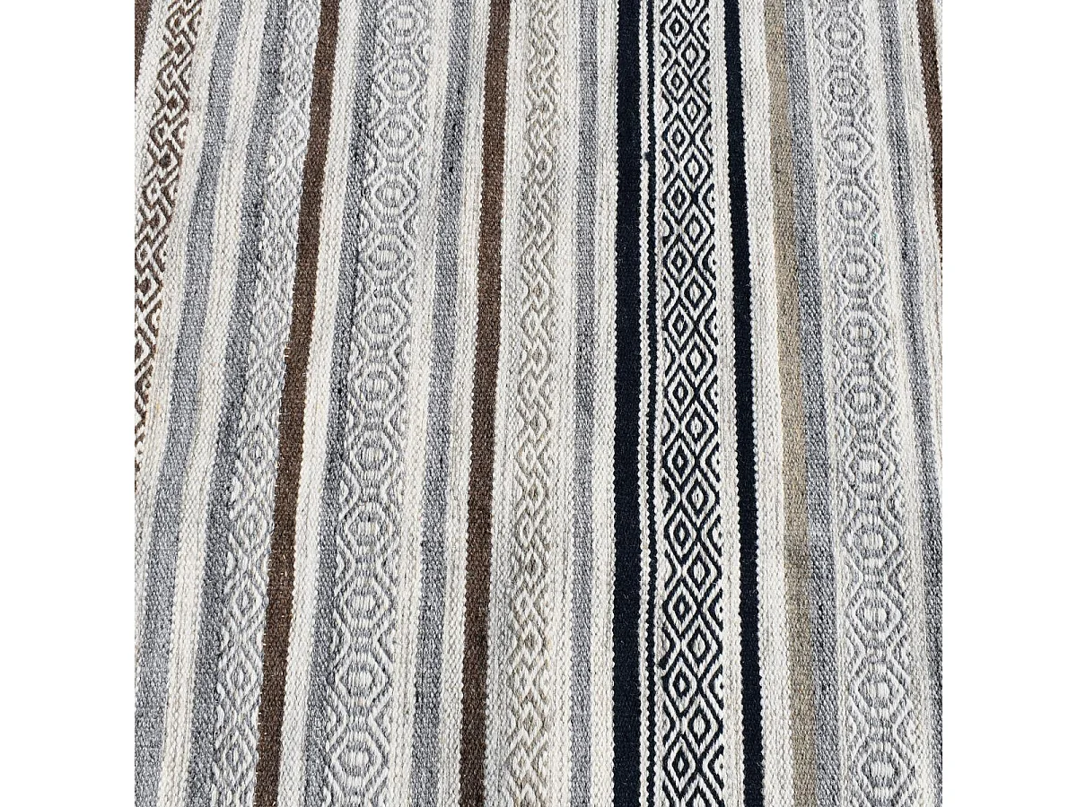 Tapis kilim 120x170 rectangle fait à la main en laine beige et marron