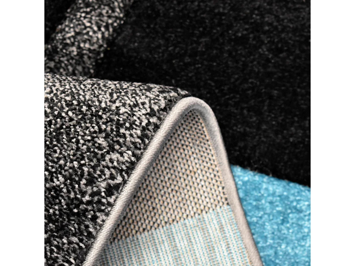 tapis chambre 80x150 tissé bleu rectangle motif géométrique ABSTRATA