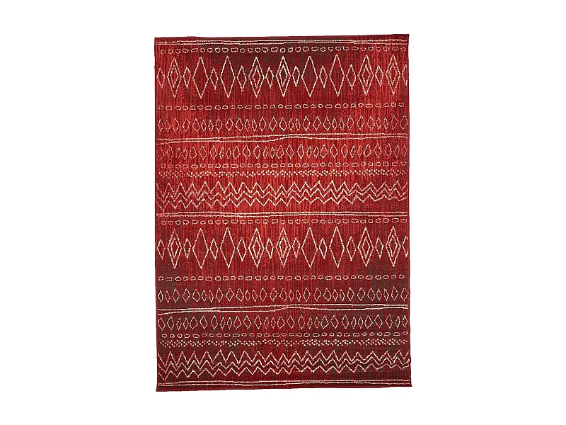 Tapis berbère 140x200 tissé motifs tribaux LYN1 BERBI rouge