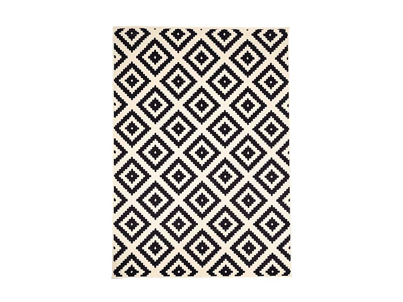 tapis salon 120x170 tissé crème rectangle motif scandinave LYN1 ROMA