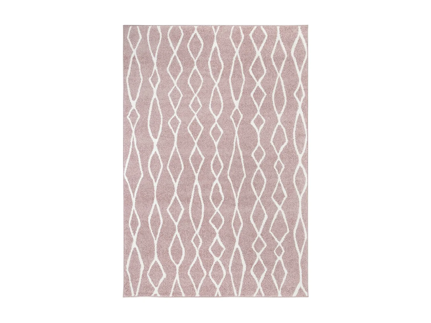 Tapis berbère 120x170 tissé motif ethnic BALANIO rose et blanc