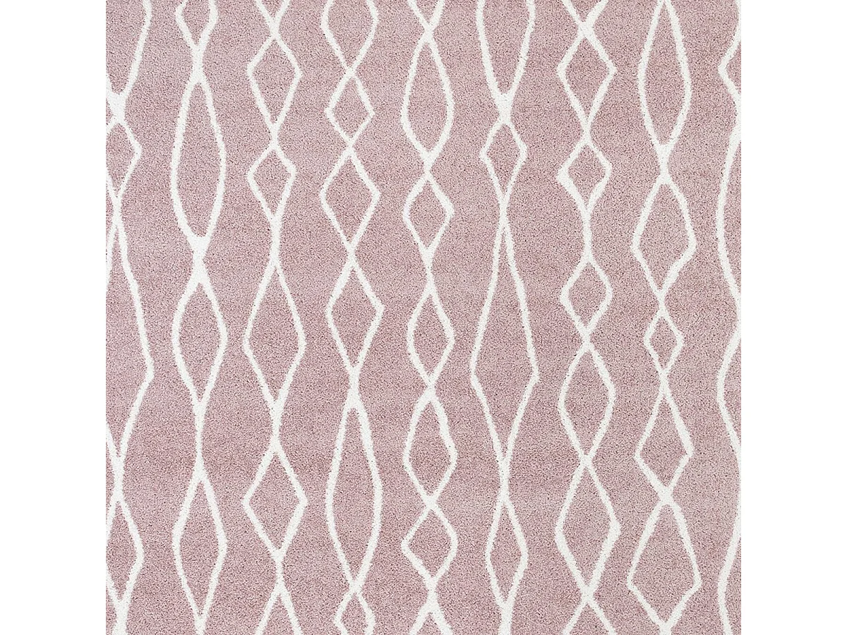Tapis berbère 120x170 tissé motif ethnic BALANIO rose et blanc