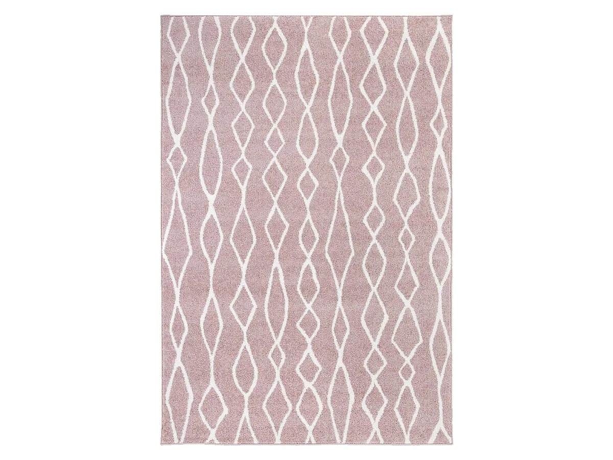 Tappeto berbero 120x170 tessuto modello etnico BALANIO rosa e bianco