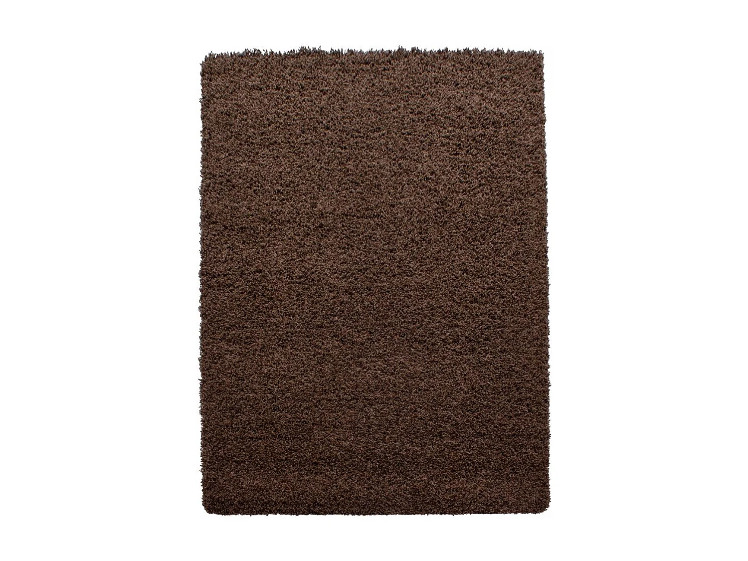 Tapis poils longs shaggy 100x200 rectangle tissé marron motif uni UNI L
