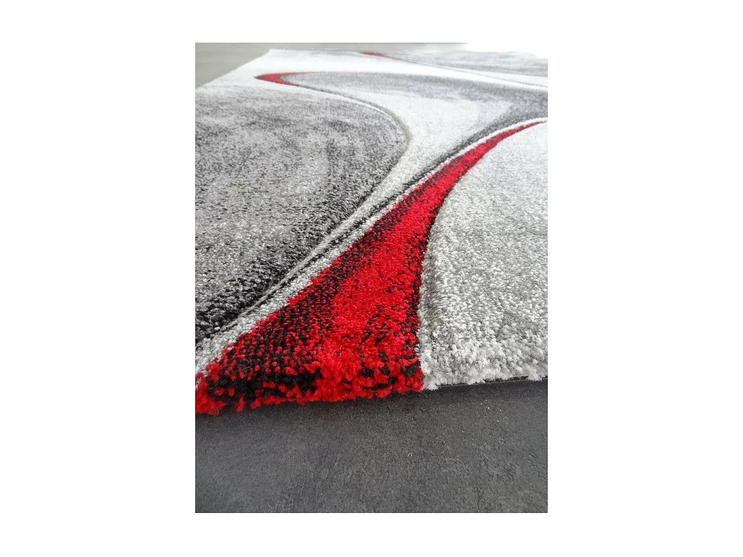 tapis salon 120x170 tissé rouge et gris rectangle Motif rond GARCA