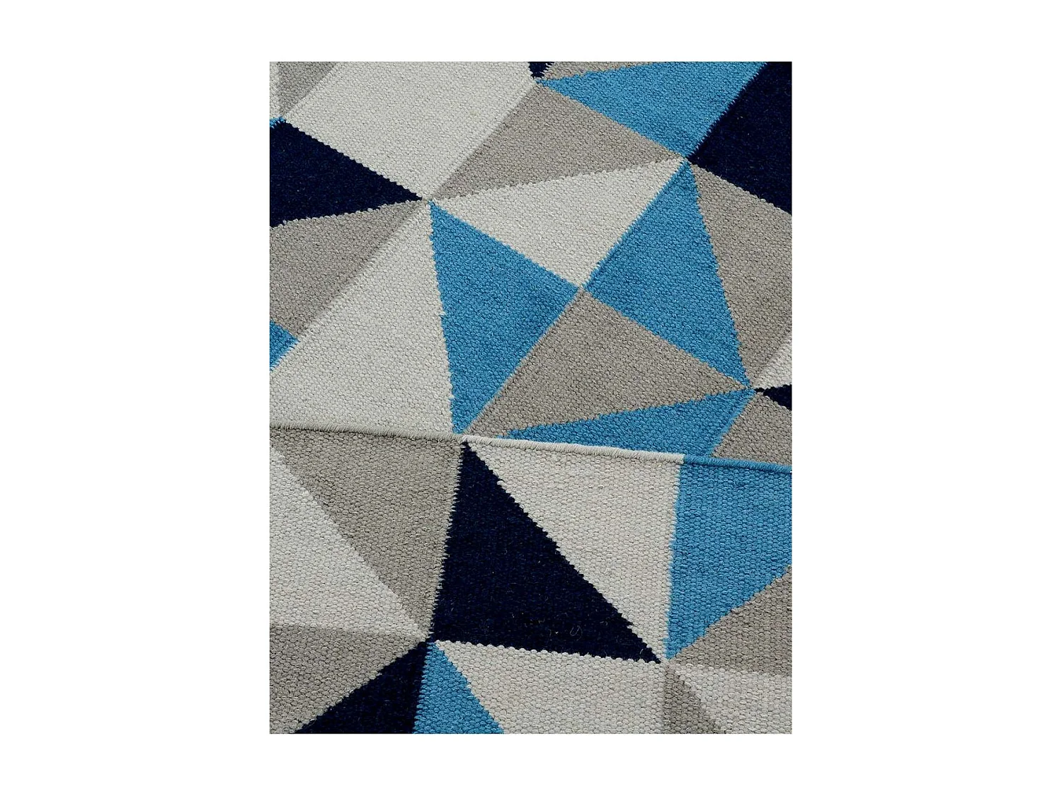 Tapis kilim 240x340 rectangle fait main en laine bleu ciel et bleu foncé