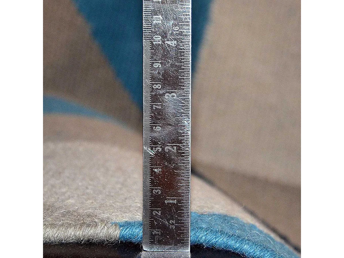 Tapis kilim 240x340 rectangle fait main en laine bleu ciel et bleu foncé