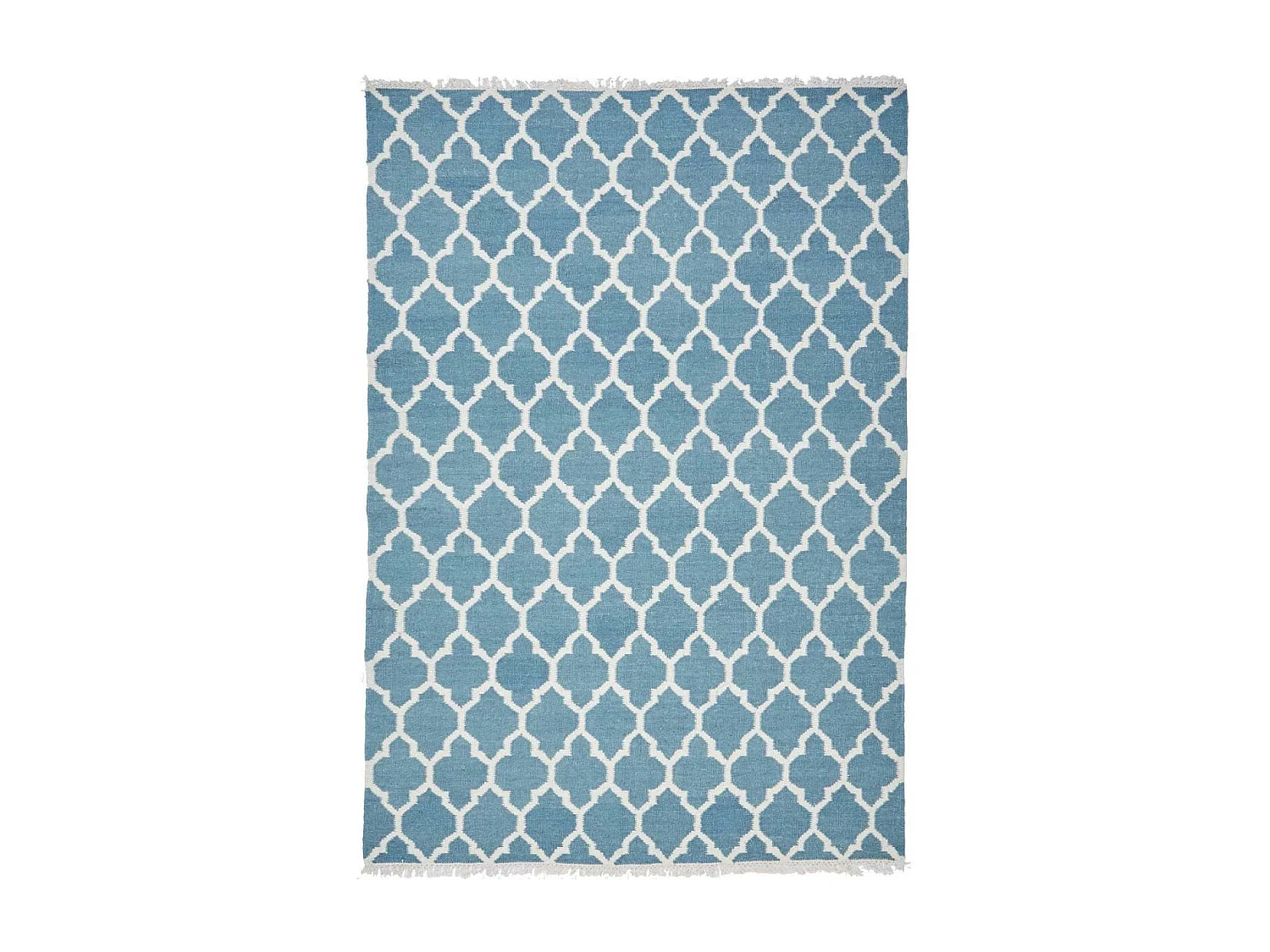 tapis salle à manger 200x290 fait main en laine turquoise motif scandinave