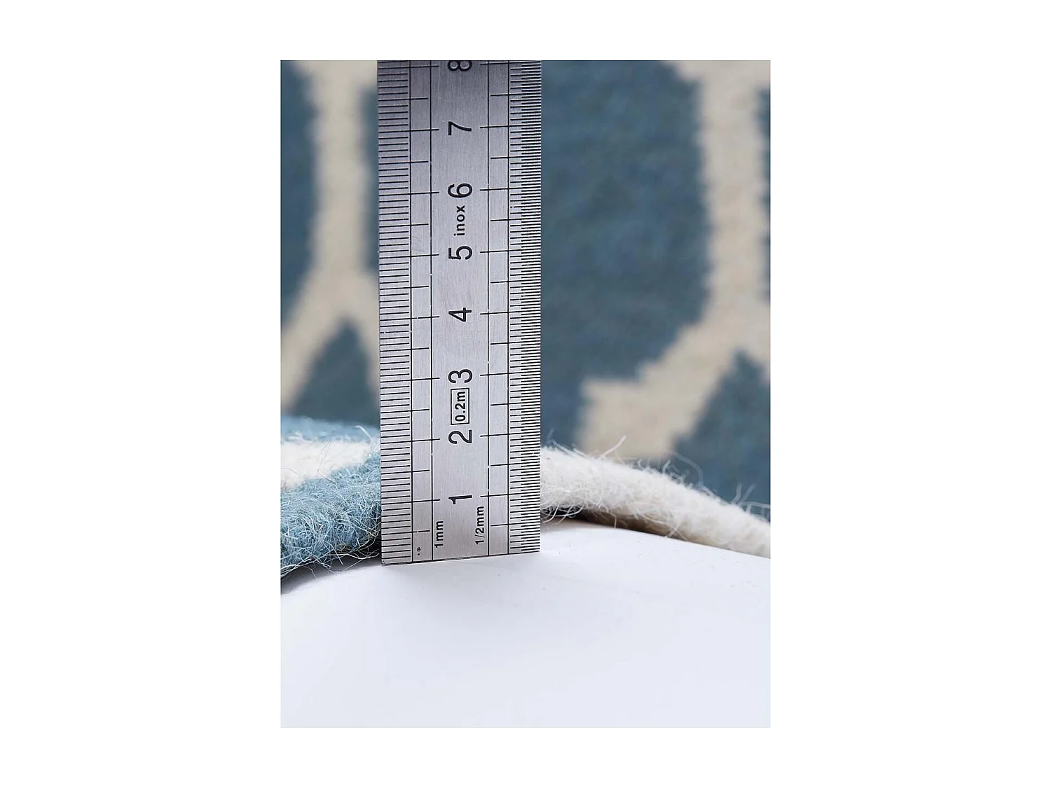 tapis salle à manger 200x290 fait main en laine turquoise motif scandinave