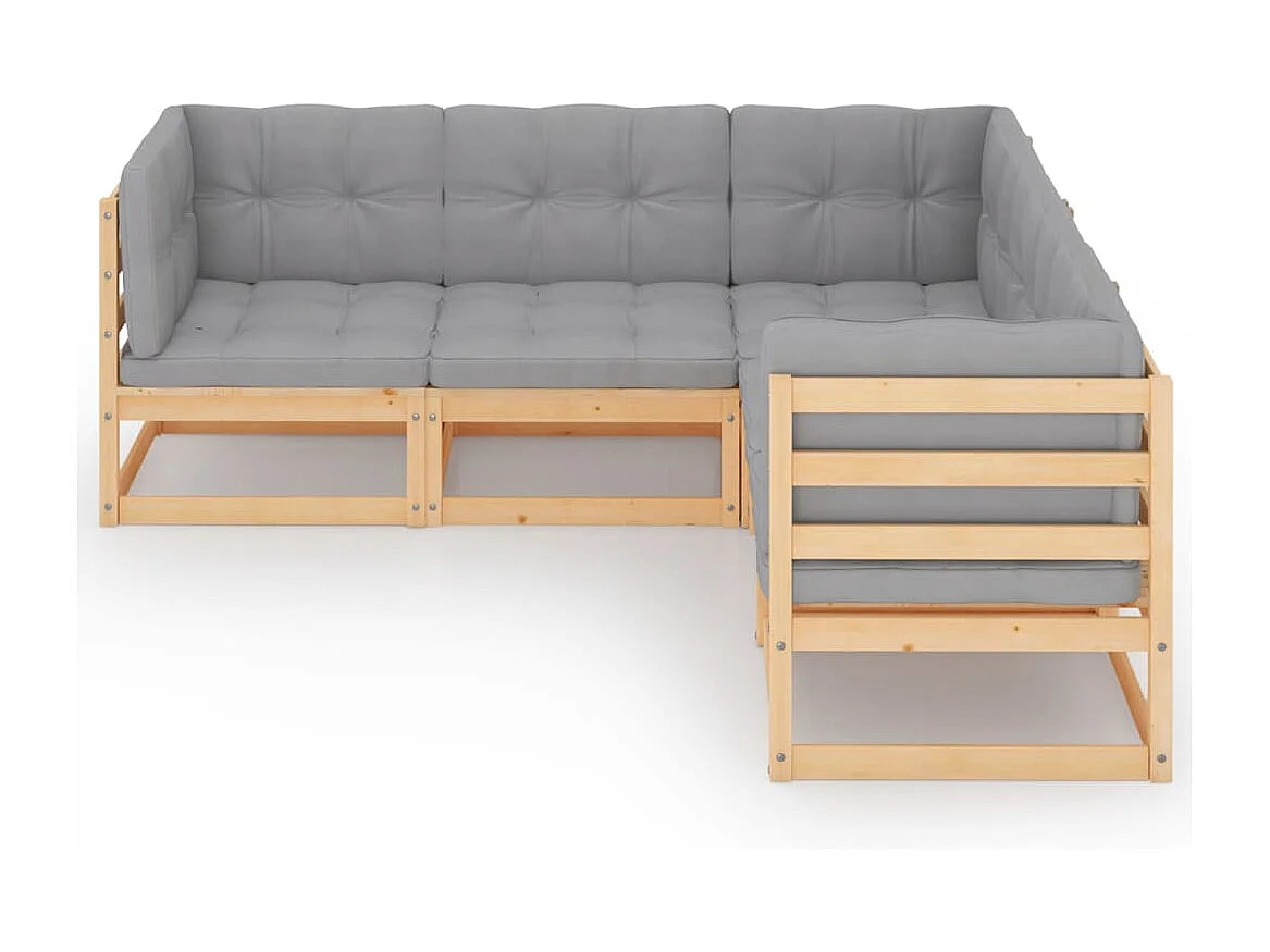 Salon de jardin 5 pièces avec coussins Bois de pin massif