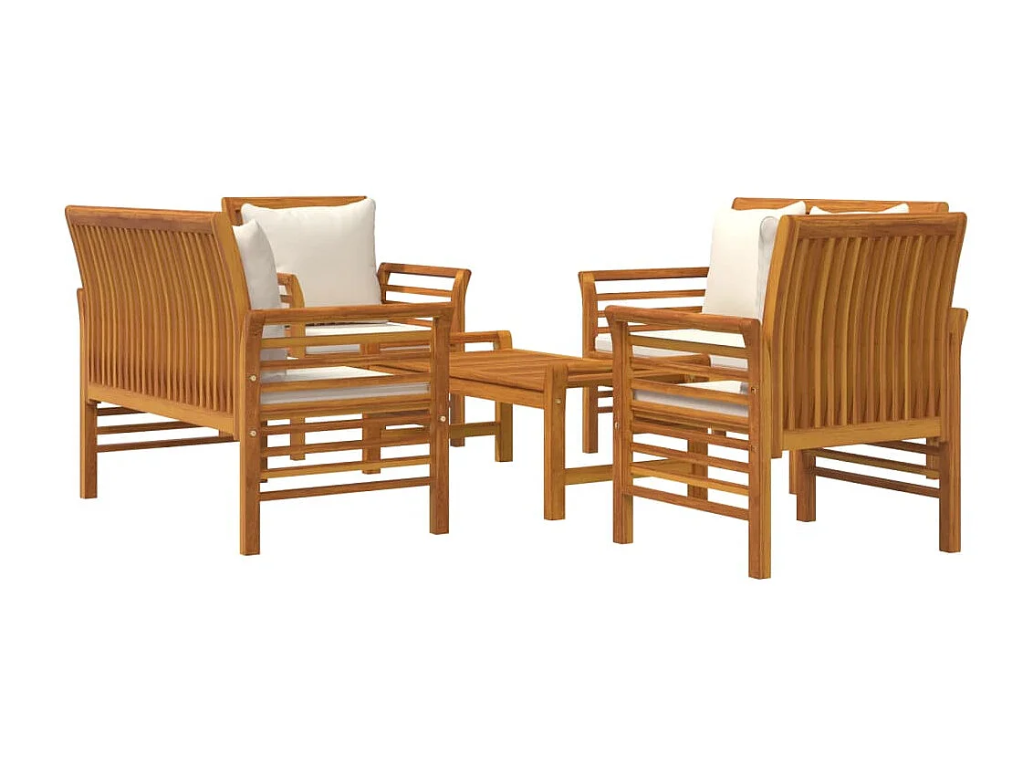 Salon de jardin 5 pièces avec coussins Bois massif d'acacia