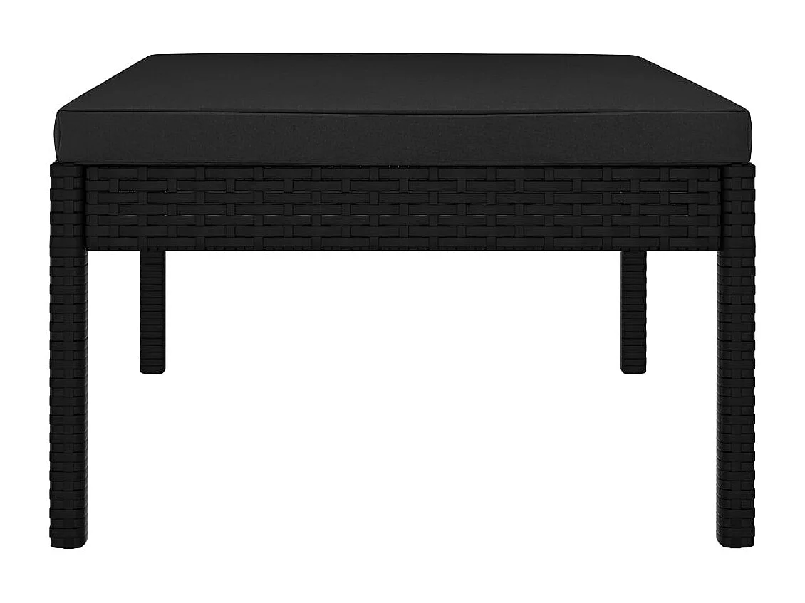 Set de muebles de jardín 3 piezas y cojines ratán sintético negro