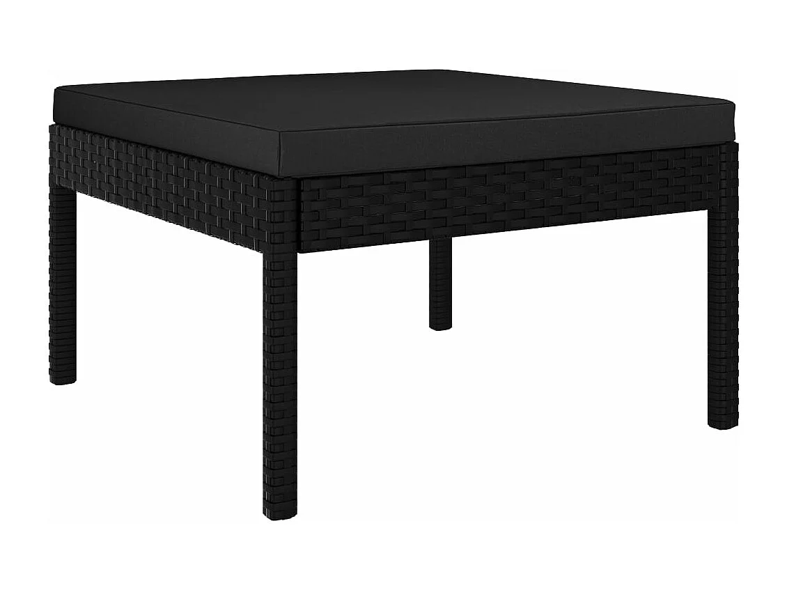 Set de muebles de jardín 3 piezas y cojines ratán sintético negro