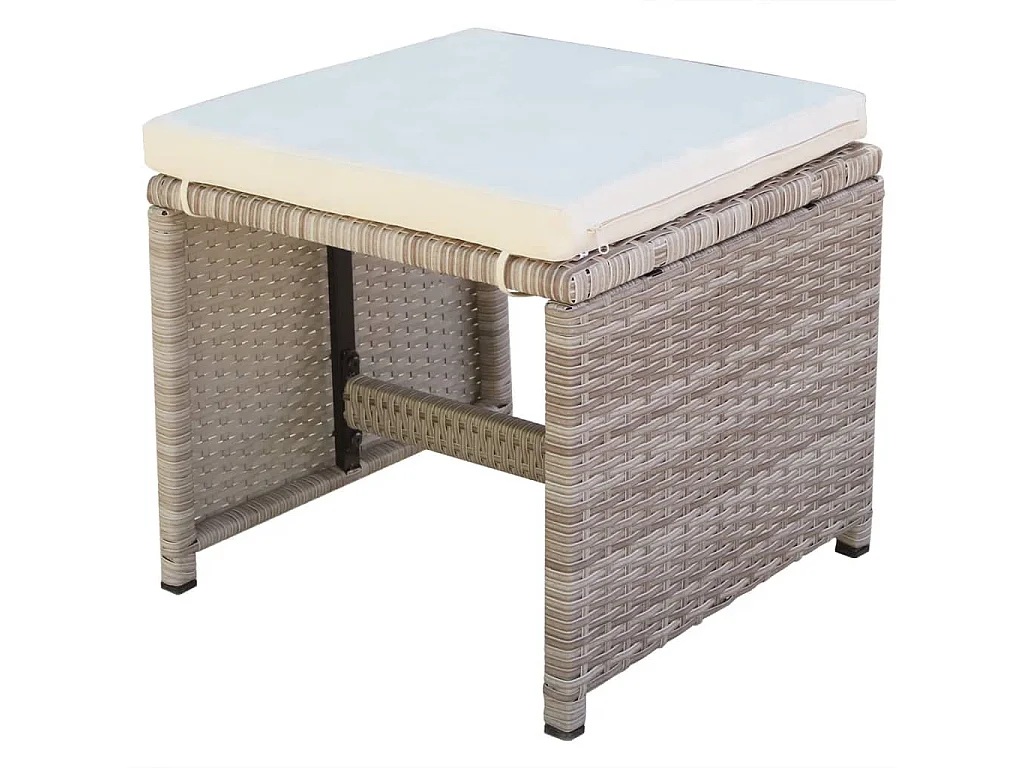 Salon de jardin encastrable avec coussins 11 pièces Rotin Beige