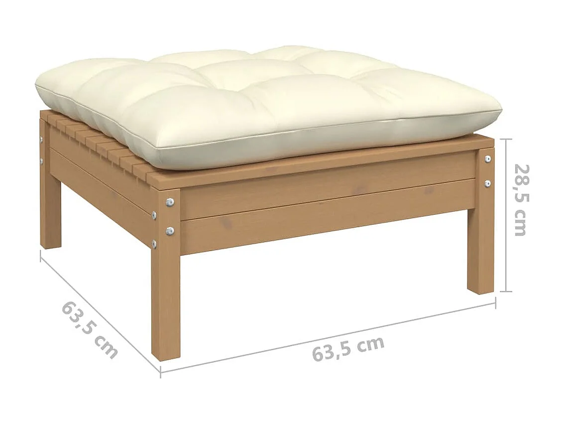 6peças conj. lounge jardim + almofadões pinho maciço castanho-mel