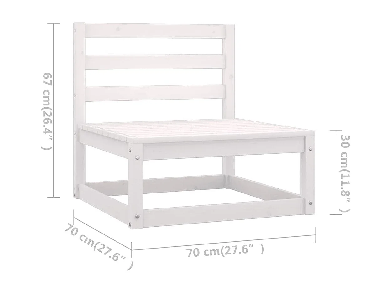 Set de muebles de jardín 7 piezas con cojines madera pino blanco