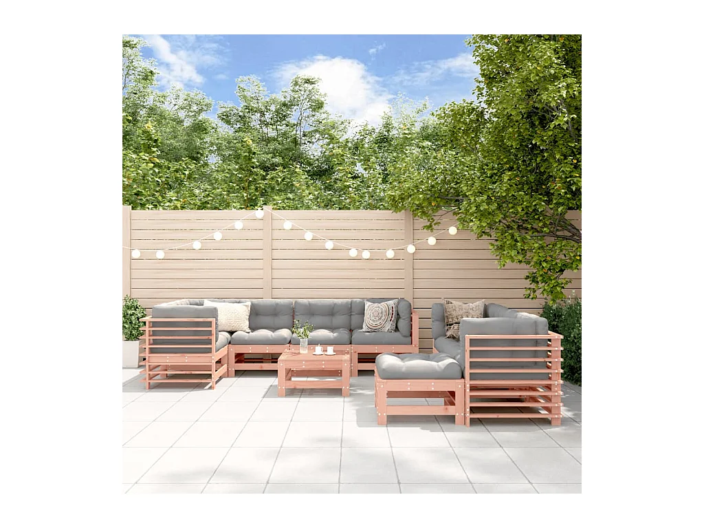 Salon de jardin 10 pièces avec coussins bois massif douglas