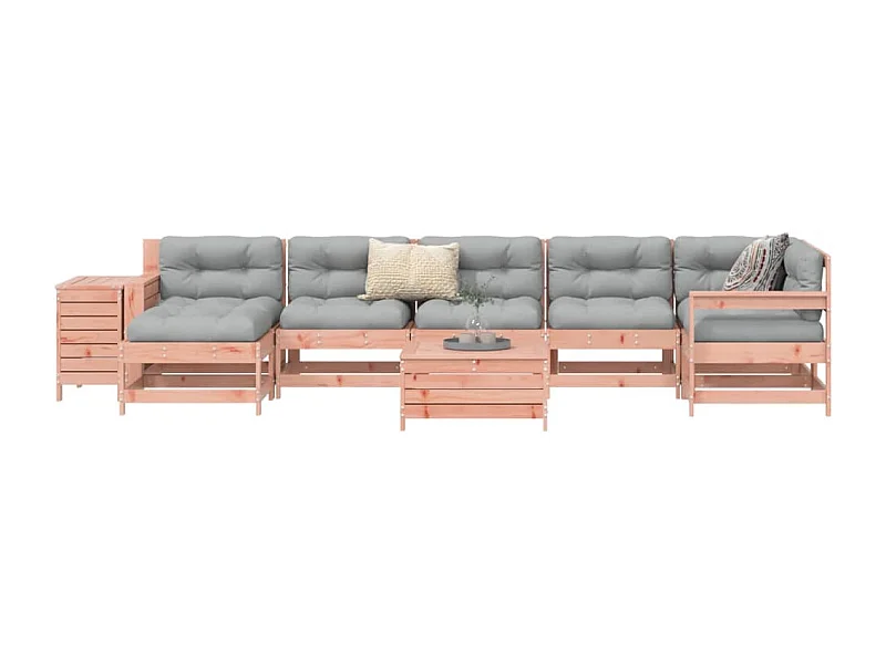 Juego de sofás de jardín 9 piezas madera maciza de abeto Douglas