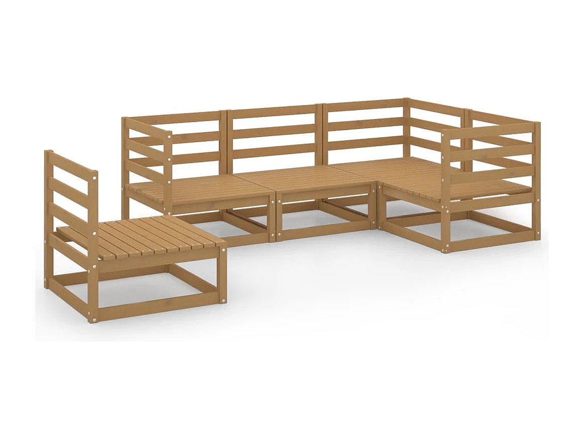 Muebles de jardín 5 piezas marrón miel madera maciza de pino