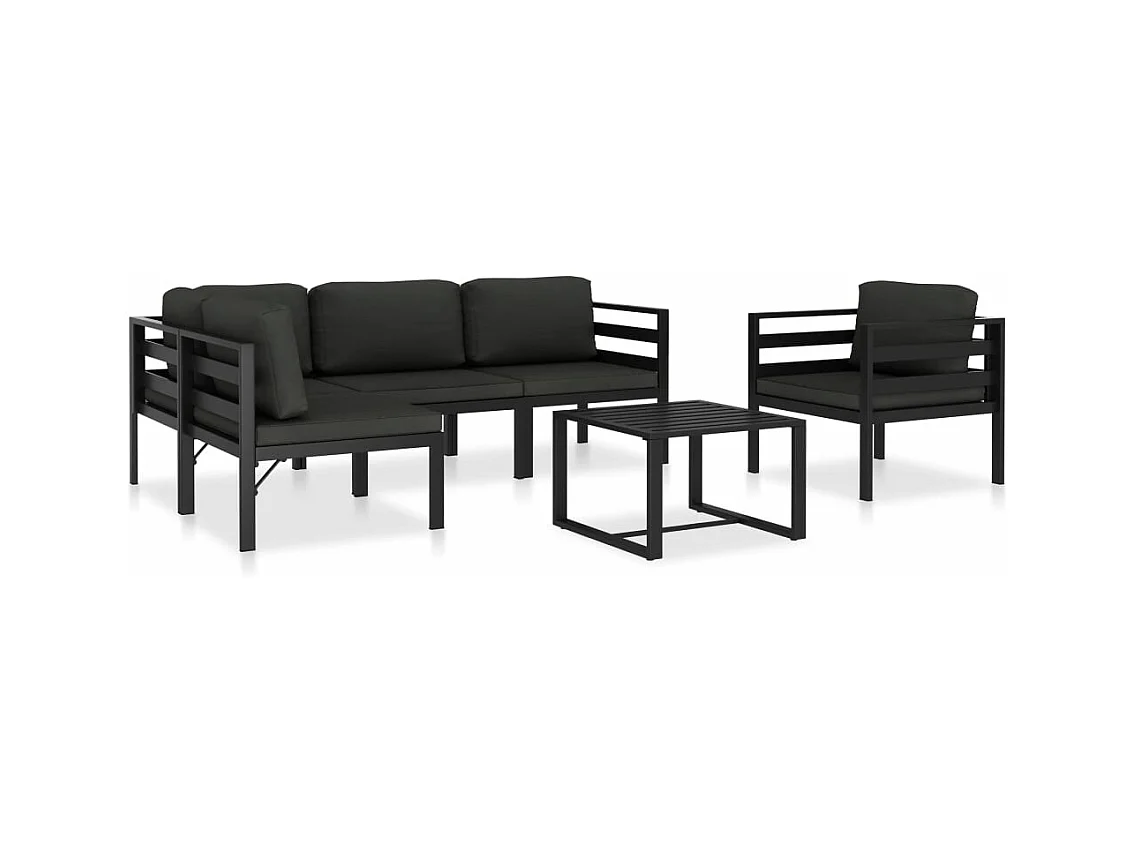Salon de jardin 6 pièces avec coussins Aluminium Anthracite