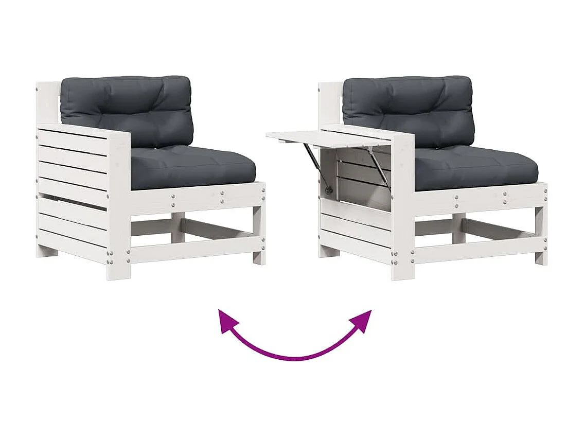 Set muebles jardín 4 piezas con cojines madera maciza pino blanco